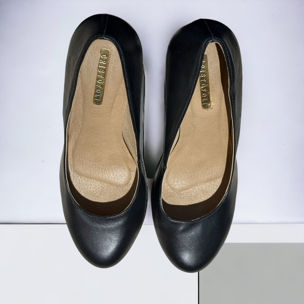 Cristofoli Black Leather Platform Pumps Size 10~ Made in Bzazil